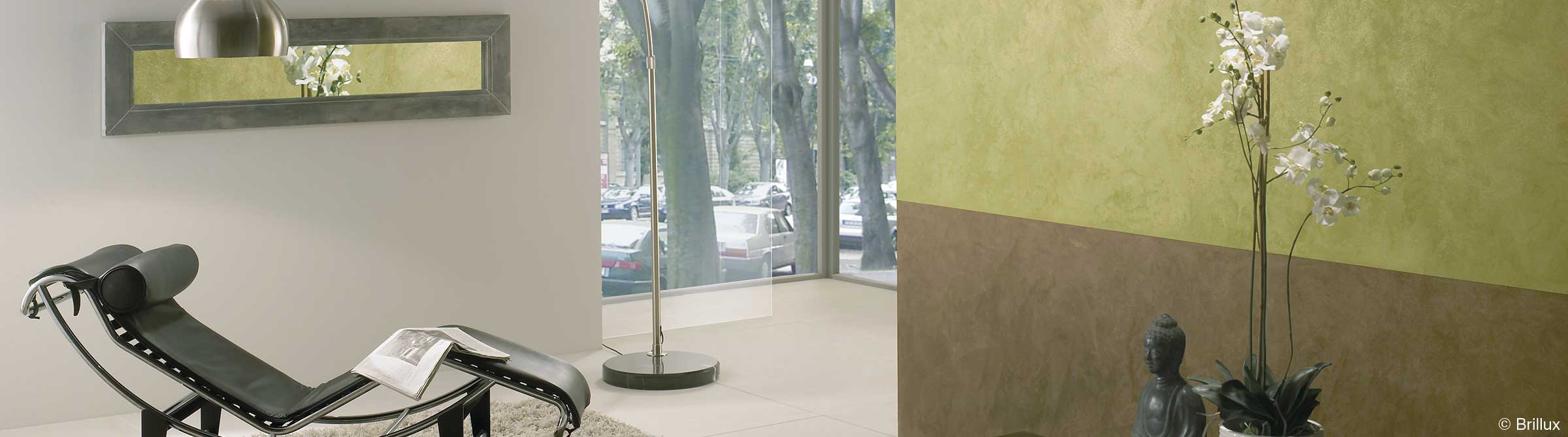 Innenraumgestaltung mit Lasurtechniken in
                					Erd- und Moost&ouml;nen - asiatisch-ruhige Anmutung